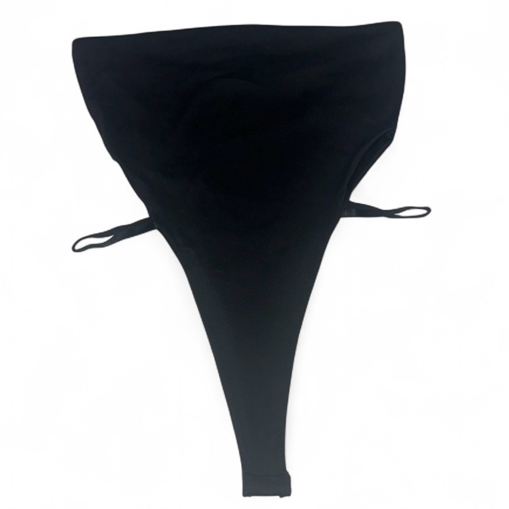 Cherry Mellow Black Halter Bodysuit – Size M - High Hip Cutouts w/Hip Straps